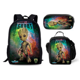 I AM Groot Schoolbag Backpack Lunch Bag Pencil Case 3pcs Set Gift for Kids Students